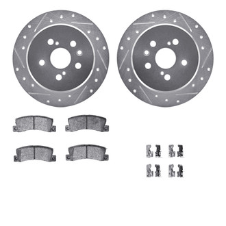 R1 Concepts® - Drilled and Slotted Rear Brake Kit with Semi-Metalic Pads