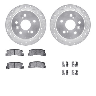 R1 Concepts® - Drilled and Slotted Rear Brake Kit with Semi-Metalic Pads