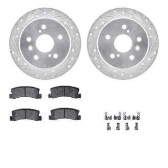 R1 Concepts® - Drilled and Slotted Rear Brake Kit with Semi-Metalic Pads