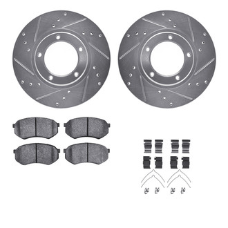 R1 Concepts® - Drilled and Slotted Front Brake Kit with Semi-Metalic Pads
