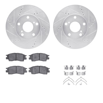 R1 Concepts® - Drilled and Slotted Front Brake Kit with Semi-Metalic Pads