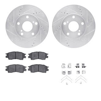 R1 Concepts® - Drilled and Slotted Front Brake Kit with Semi-Metalic Pads