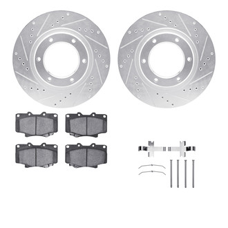 R1 Concepts® - Drilled and Slotted Front Brake Kit with Semi-Metalic Pads