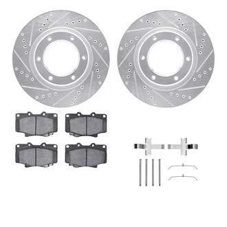 R1 Concepts® - Drilled and Slotted Front Brake Kit with Semi-Metalic Pads