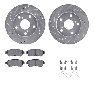 R1 Concepts® - Drilled and Slotted Front Brake Kit with Semi-Metalic Pads