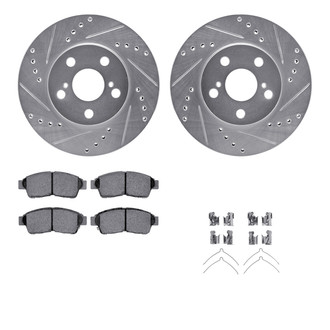 R1 Concepts® - Drilled and Slotted Front Brake Kit with Semi-Metalic Pads