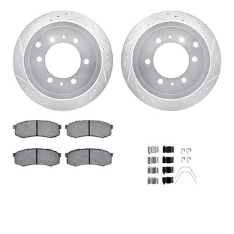 R1 Concepts® - Drilled and Slotted Rear Brake Kit with Semi-Metalic Pads