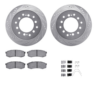 R1 Concepts® - Drilled and Slotted Rear Brake Kit with Semi-Metalic Pads