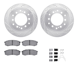 R1 Concepts® - Drilled and Slotted Rear Brake Kit with Semi-Metalic Pads