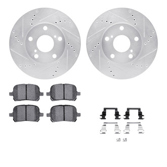 R1 Concepts® - Drilled and Slotted Front Brake Kit with Semi-Metalic Pads