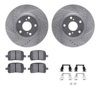 R1 Concepts® - Drilled and Slotted Front Brake Kit with Semi-Metalic Pads