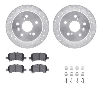 R1 Concepts® - Drilled and Slotted Rear Brake Kit with Semi-Metalic Pads