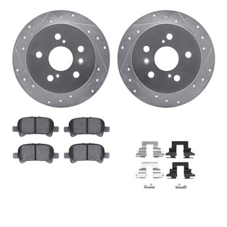 R1 Concepts® - Drilled and Slotted Rear Brake Kit with Semi-Metalic Pads
