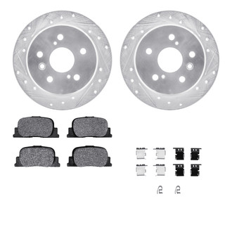 R1 Concepts® - Drilled and Slotted Rear Brake Kit with Semi-Metalic Pads