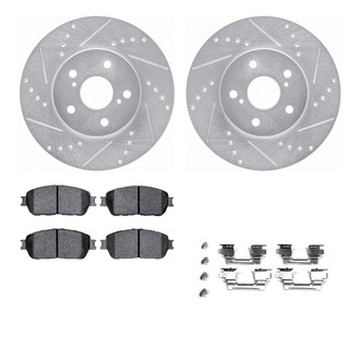 R1 Concepts® - Drilled and Slotted Front Brake Kit with Semi-Metalic Pads