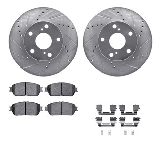 R1 Concepts® - Drilled and Slotted Front Brake Kit with Semi-Metalic Pads