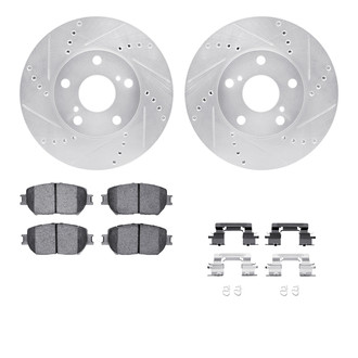 R1 Concepts® - Drilled and Slotted Front Brake Kit with Semi-Metalic Pads