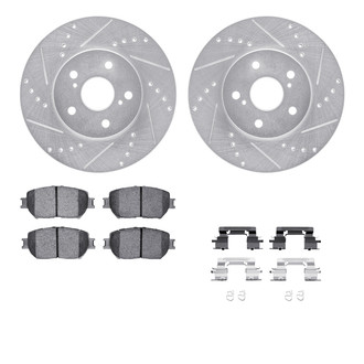 R1 Concepts® - Drilled and Slotted Front Brake Kit with Semi-Metalic Pads