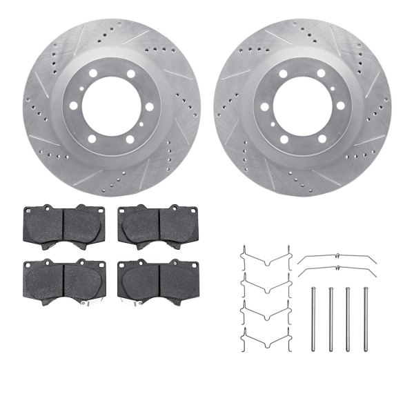  R1 Concepts® - Drilled and Slotted Front Brake Kit with Semi-Metalic Pads