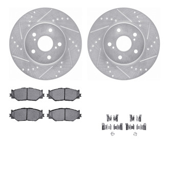 R1 Concepts® - Drilled and Slotted Front Brake Kit with Semi-Metalic Pads