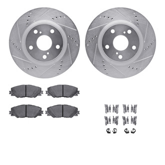 R1 Concepts® - Drilled and Slotted Front Brake Kit with Semi-Metalic Pads