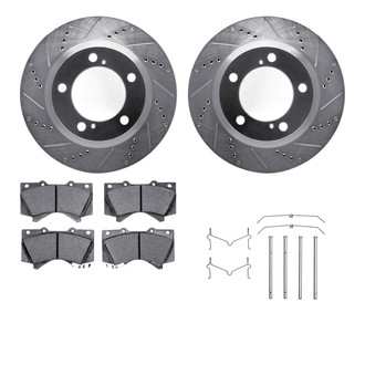 R1 Concepts® - Drilled and Slotted Front Brake Kit with Semi-Metalic Pads