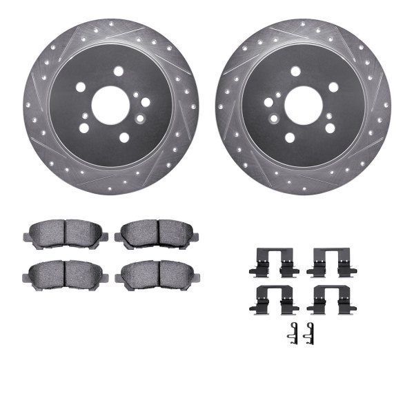  R1 Concepts® - Drilled and Slotted Rear Brake Kit with Semi-Metalic Pads