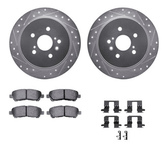 R1 Concepts® - Drilled and Slotted Rear Brake Kit with Semi-Metalic Pads