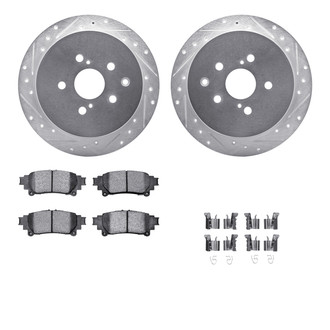 R1 Concepts® - Drilled and Slotted Rear Brake Kit with Semi-Metalic Pads