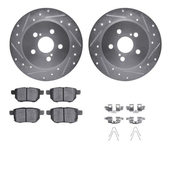  R1 Concepts® - Drilled and Slotted Rear Brake Kit with Semi-Metalic Pads