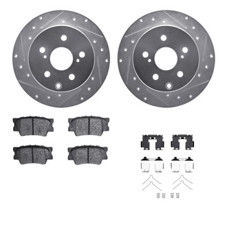 R1 Concepts® - Drilled and Slotted Rear Brake Kit with Semi-Metalic Pads