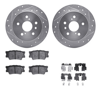 R1 Concepts® - Drilled and Slotted Rear Brake Kit with Semi-Metalic Pads