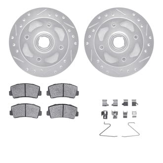 R1 Concepts® - Drilled and Slotted Front Brake Kit with Semi-Metalic Pads