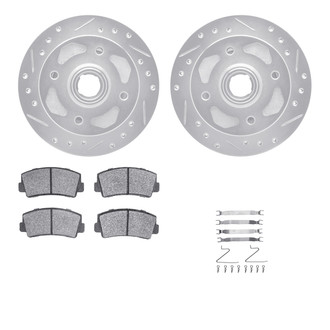 R1 Concepts® - Drilled and Slotted Front Brake Kit with Semi-Metalic Pads