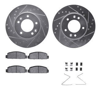 R1 Concepts® - Drilled and Slotted Front Brake Kit with Semi-Metalic Pads