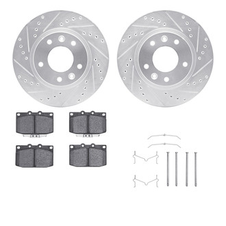 R1 Concepts® - Drilled and Slotted Front Brake Kit with Semi-Metalic Pads