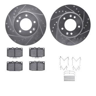 R1 Concepts® - Drilled and Slotted Front Brake Kit with Semi-Metalic Pads