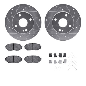 R1 Concepts® - Drilled and Slotted Front Brake Kit with Semi-Metalic Pads