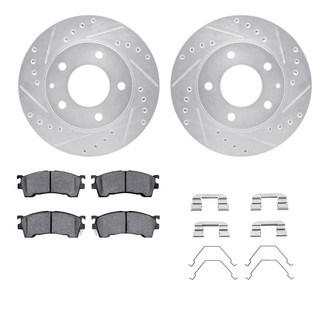 R1 Concepts® - Drilled and Slotted Front Brake Kit with Semi-Metalic Pads