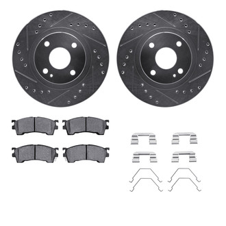 R1 Concepts® - Drilled and Slotted Front Brake Kit with Semi-Metalic Pads