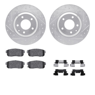 R1 Concepts® - Drilled and Slotted Rear Brake Kit with Semi-Metalic Pads