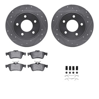 R1 Concepts® - Drilled and Slotted Rear Brake Kit with Semi-Metalic Pads