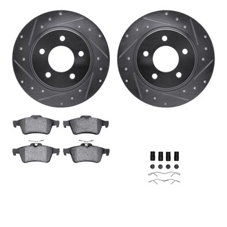 R1 Concepts® - Drilled and Slotted Rear Brake Kit with Semi-Metalic Pads