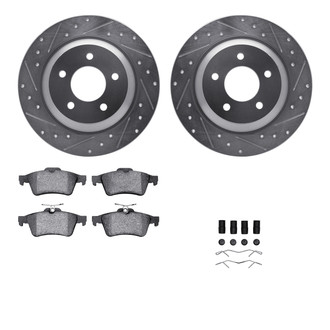 R1 Concepts® - Drilled and Slotted Rear Brake Kit with Semi-Metalic Pads