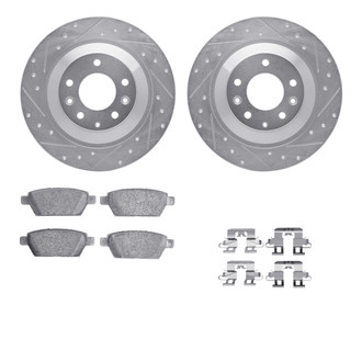 R1 Concepts® - Drilled and Slotted Rear Brake Kit with Semi-Metalic Pads