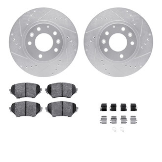 R1 Concepts® - Drilled and Slotted Front Brake Kit with Semi-Metalic Pads