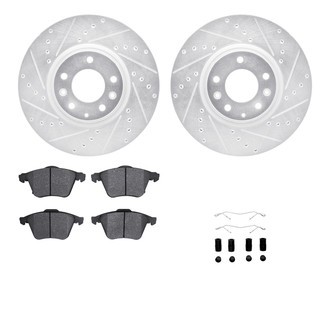 R1 Concepts® - Drilled and Slotted Front Brake Kit with Semi-Metalic Pads