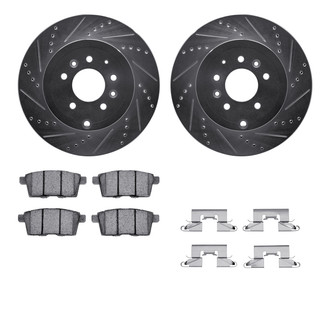 R1 Concepts® - Drilled and Slotted Rear Brake Kit with Semi-Metalic Pads