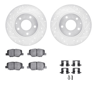 R1 Concepts® - Drilled and Slotted Rear Brake Kit with Semi-Metalic Pads