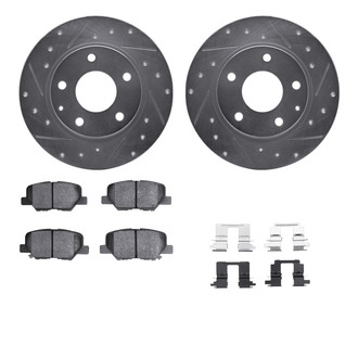 R1 Concepts® - Drilled and Slotted Rear Brake Kit with Semi-Metalic Pads